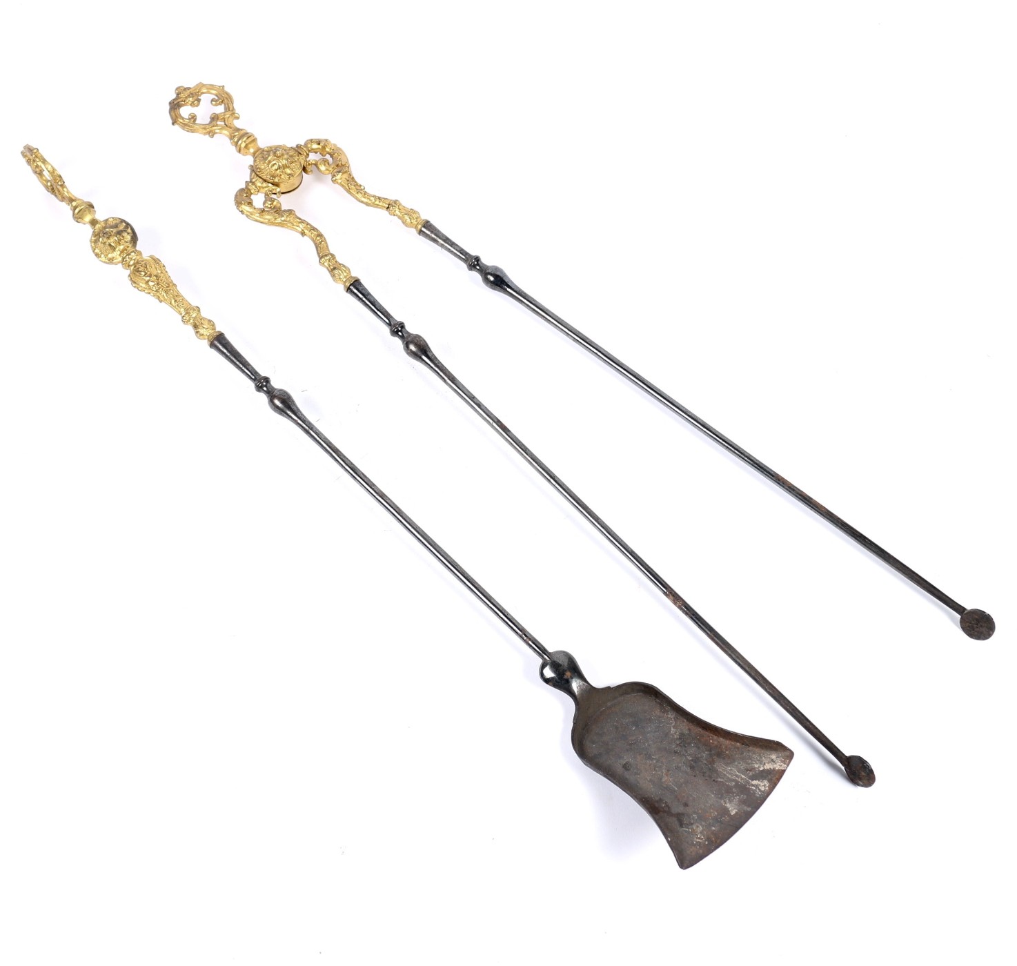 19th cent. fire tong and shovel