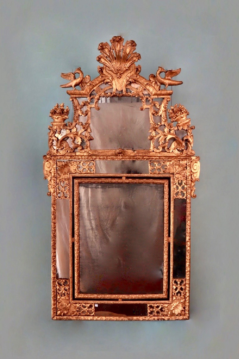  Early 18th cent. original gilded mirror. French , Late Louis the XIV- early Regence       