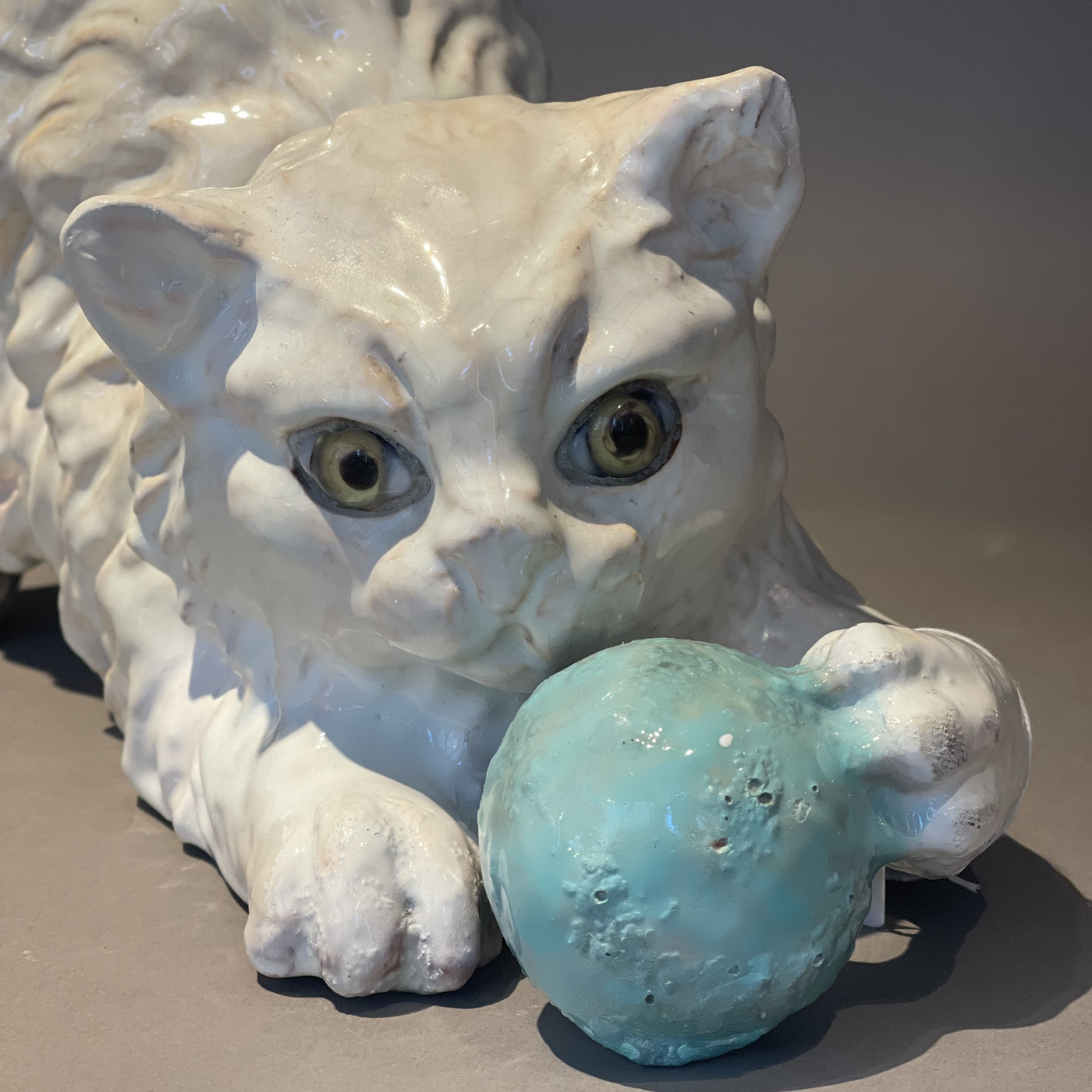 Glazed terracotta cat 