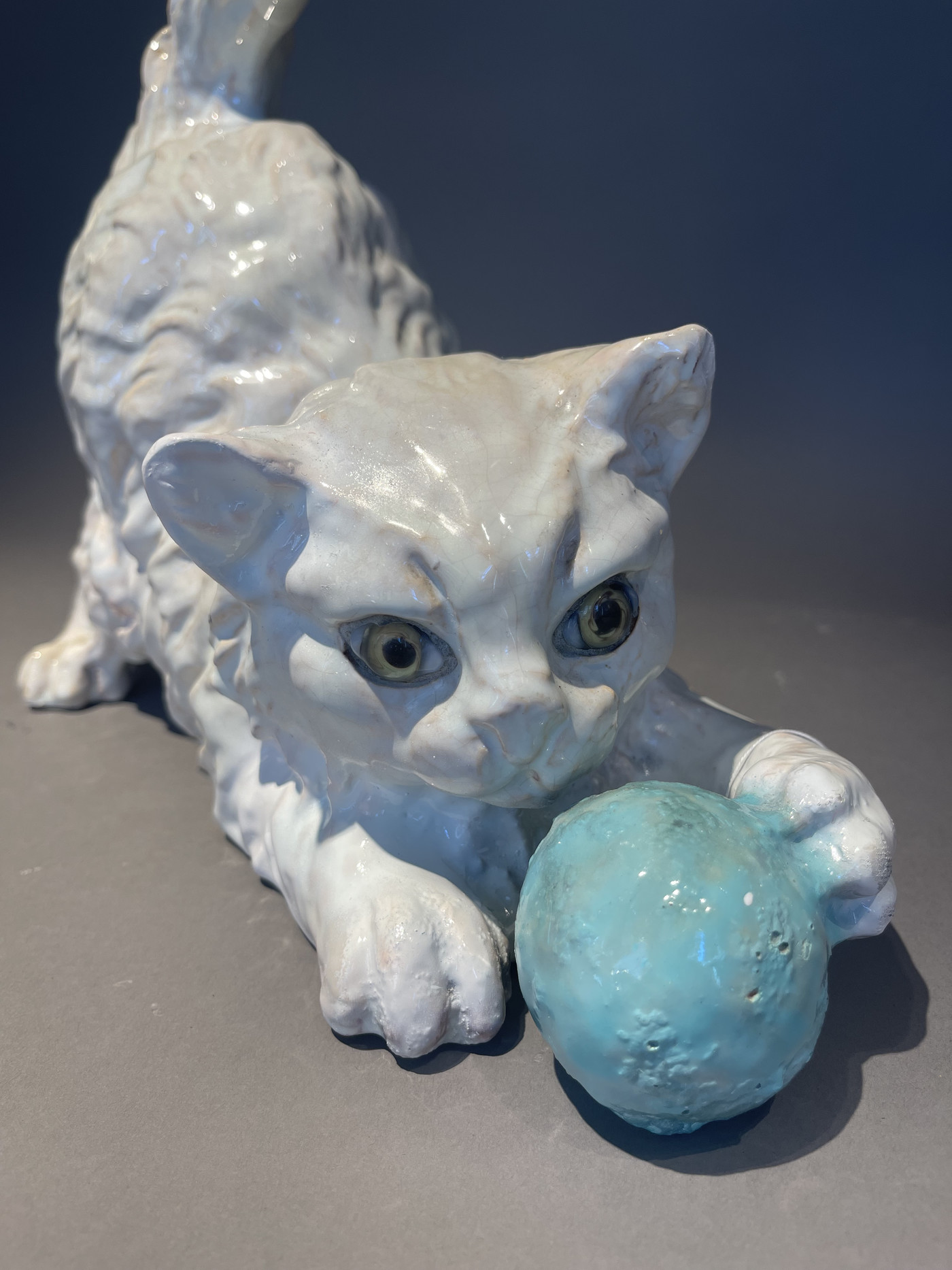 Glazed terracotta cat 