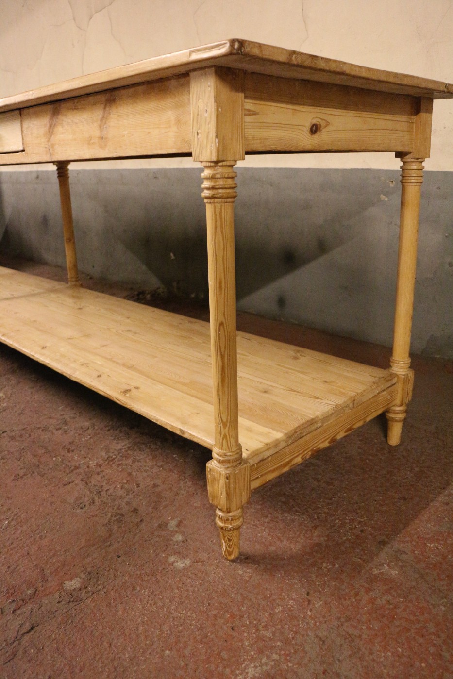 Large pine serving table , French circa 1880