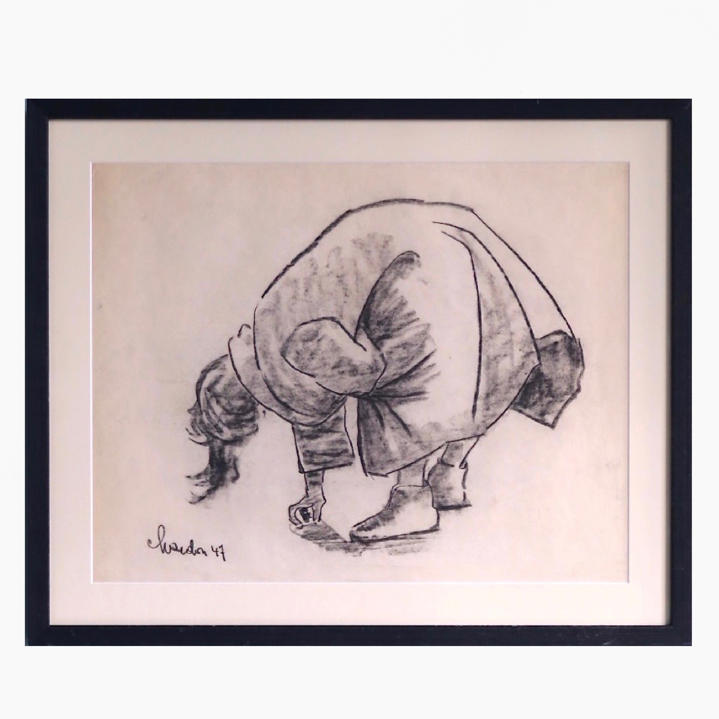 Looking for gold  , Charcoal drawing on paper, signed 1947