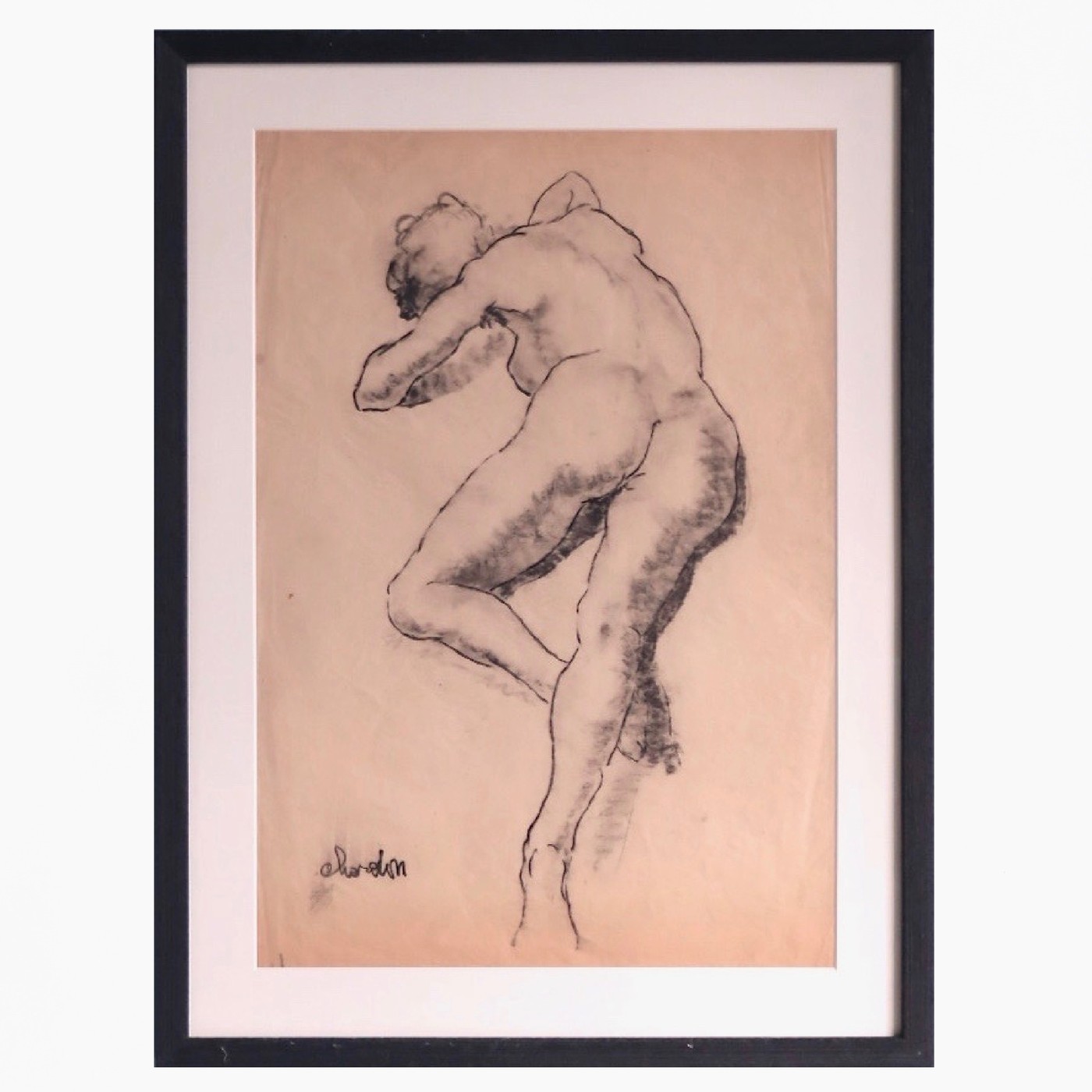 Nude , Charcoal drawing on paper, signed