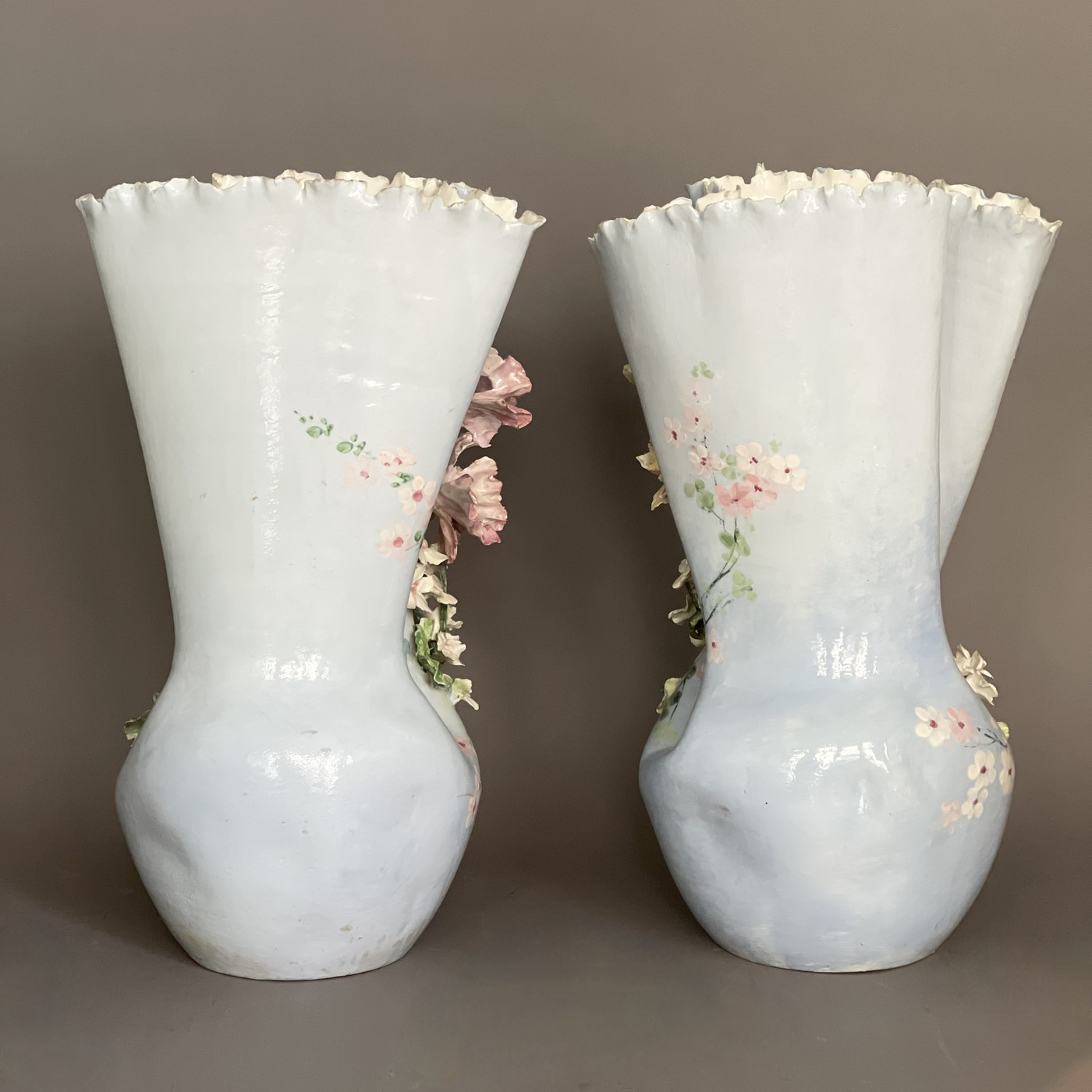 Pair of Barbotine vases Perfect condition