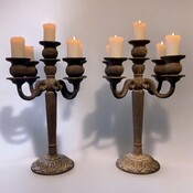 Pair of cast iron chandeliers , late 19th century