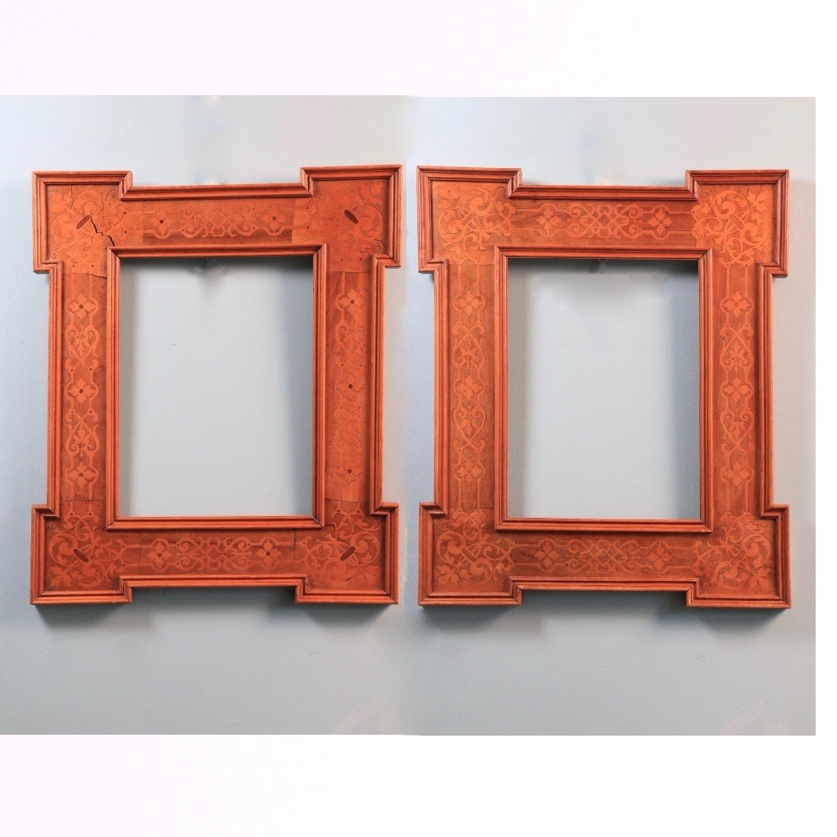 Pair of wooden inlaid frames 19th century