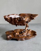 Burl wood bowl on a tray 19th century