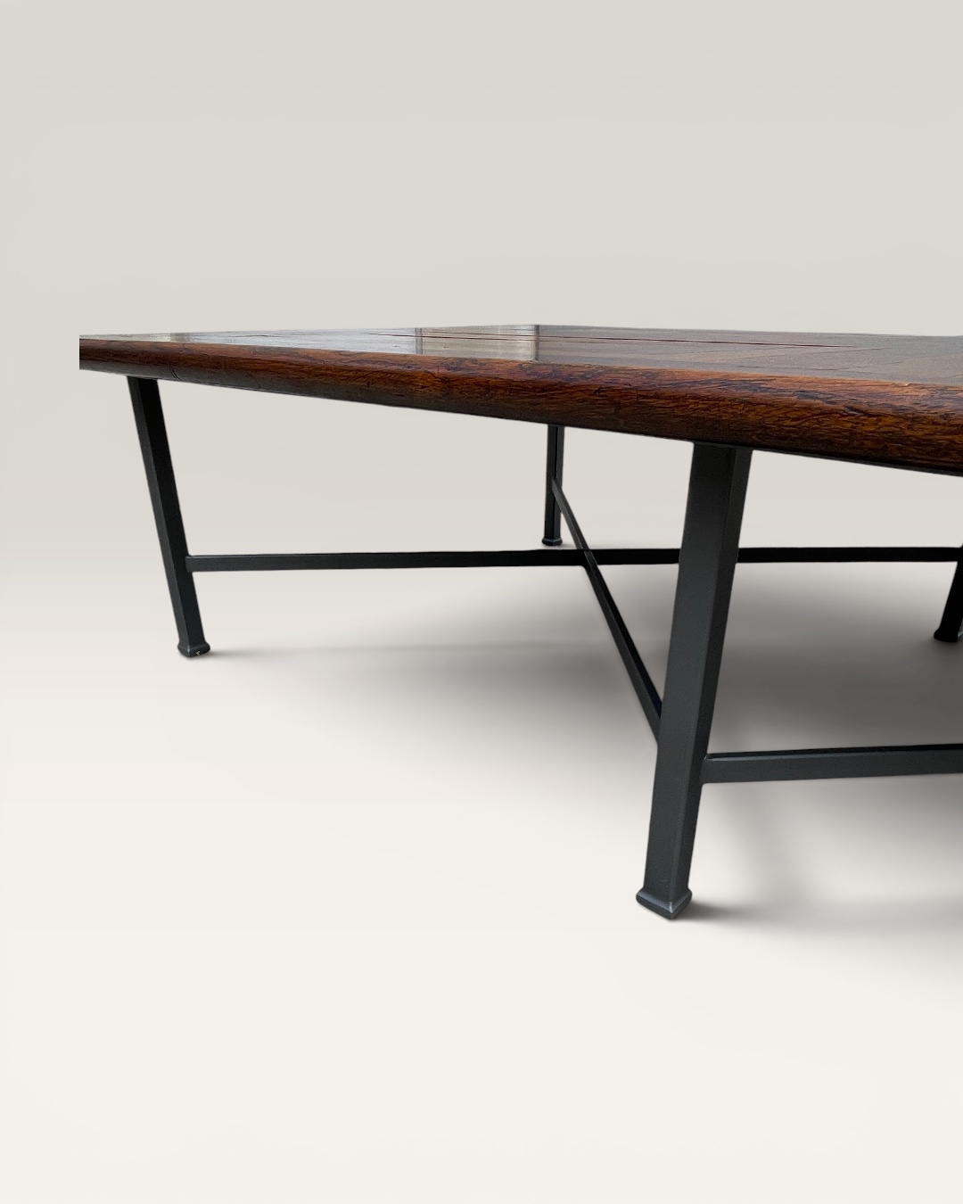 Coffee table with 19 cent.wooden top and iron base