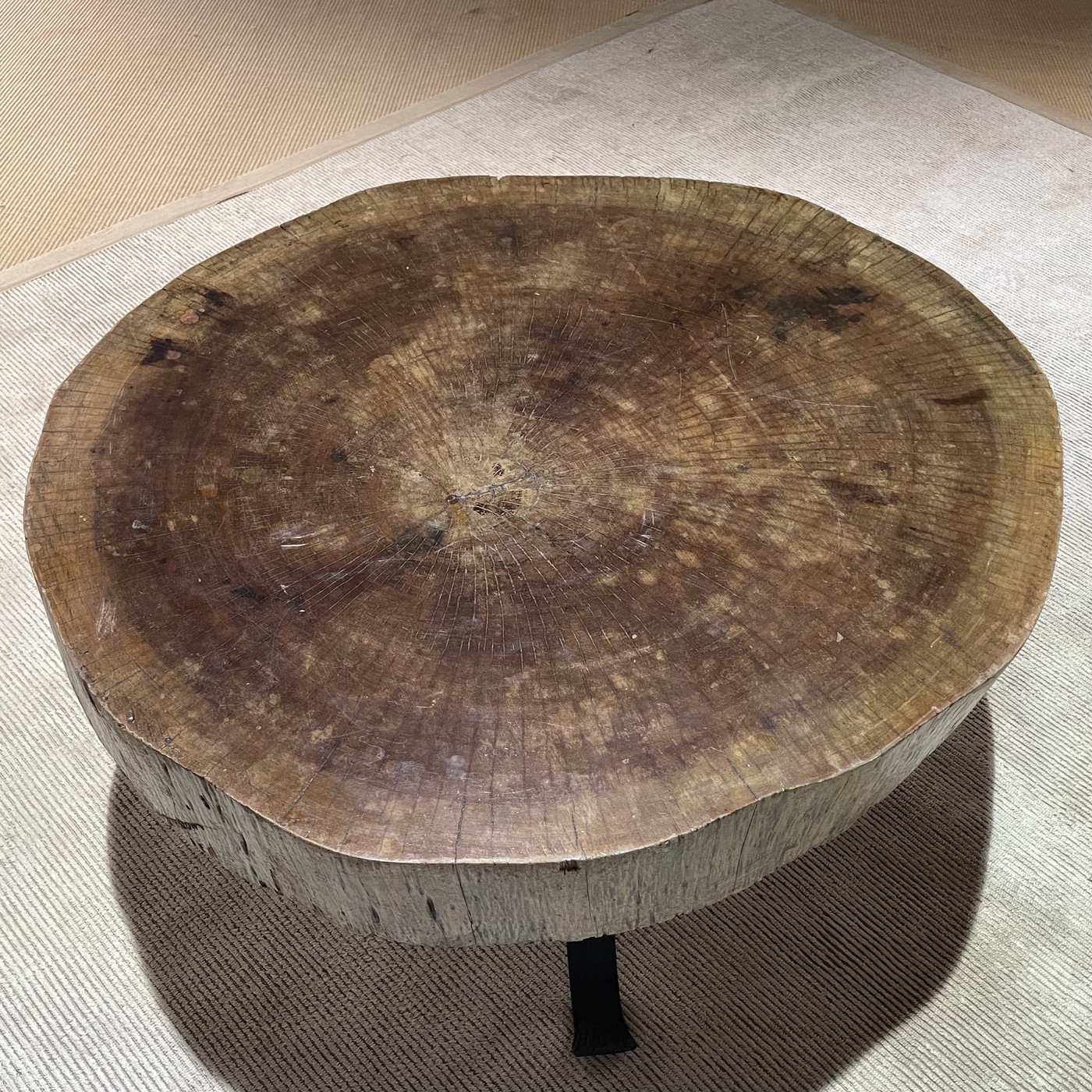 Coffee table with wooden top from the Albizia Saman tree