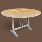 French 19th century wine table . Pine top and oak base 