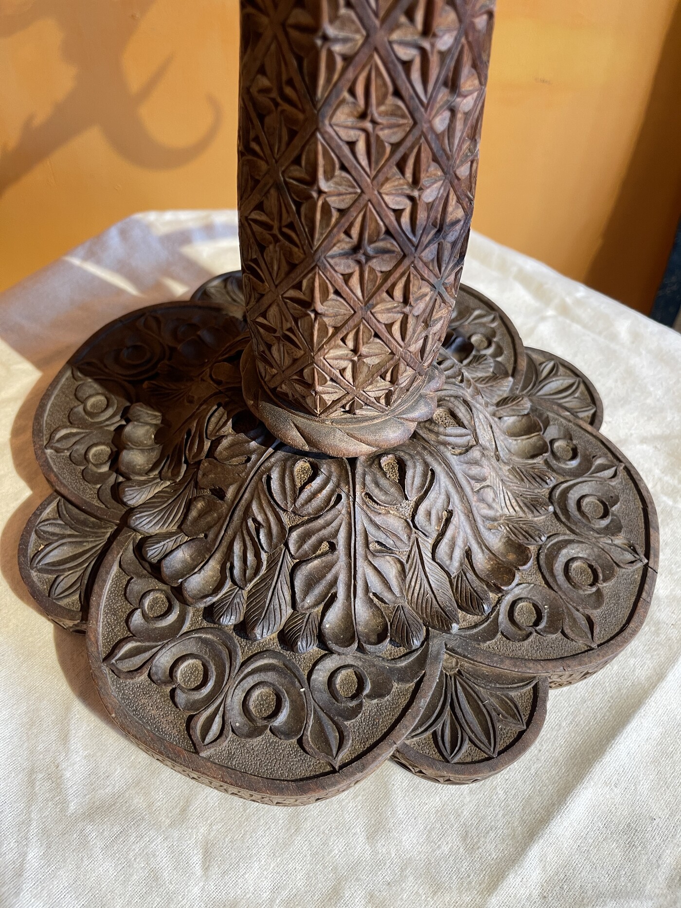 Large wooden candlestick , Black forest circa 1890