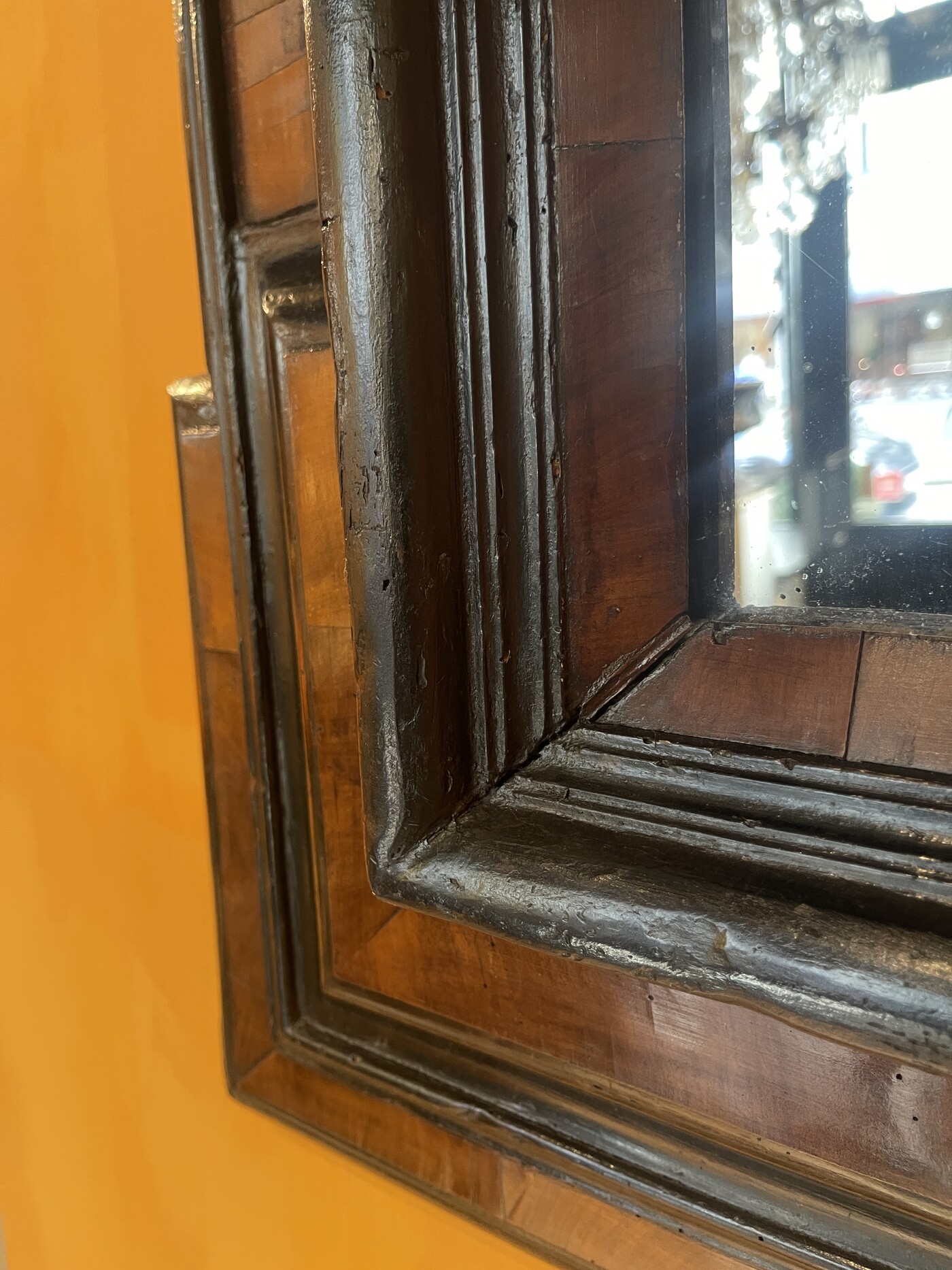 Late 17th century French walnut mirror 