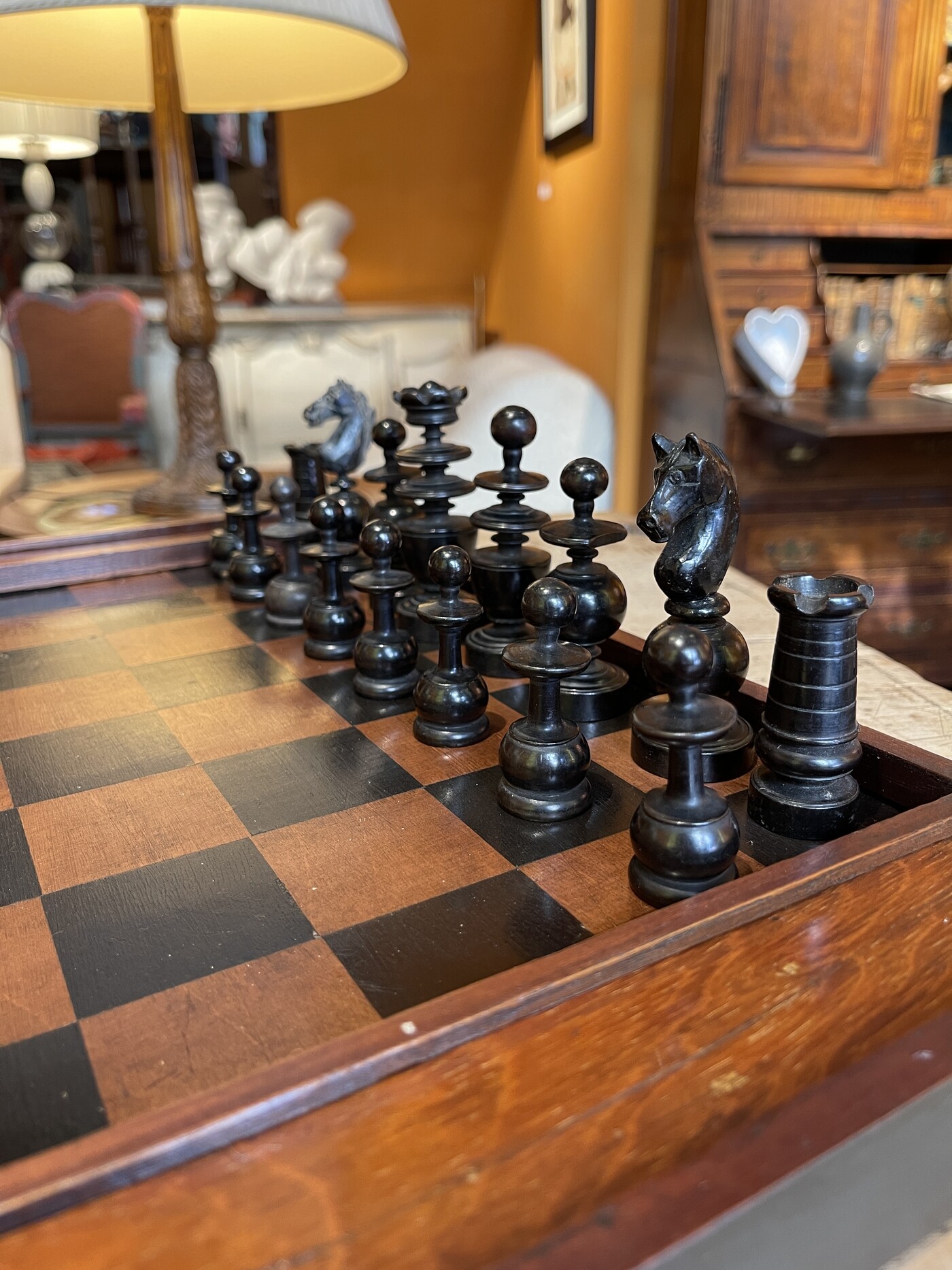 Mahogany Chess and checkerboard circa 1930