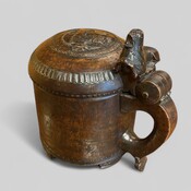 Norwegian Karelian Birch Ceremonial Lion Peg Tankard circa 1750