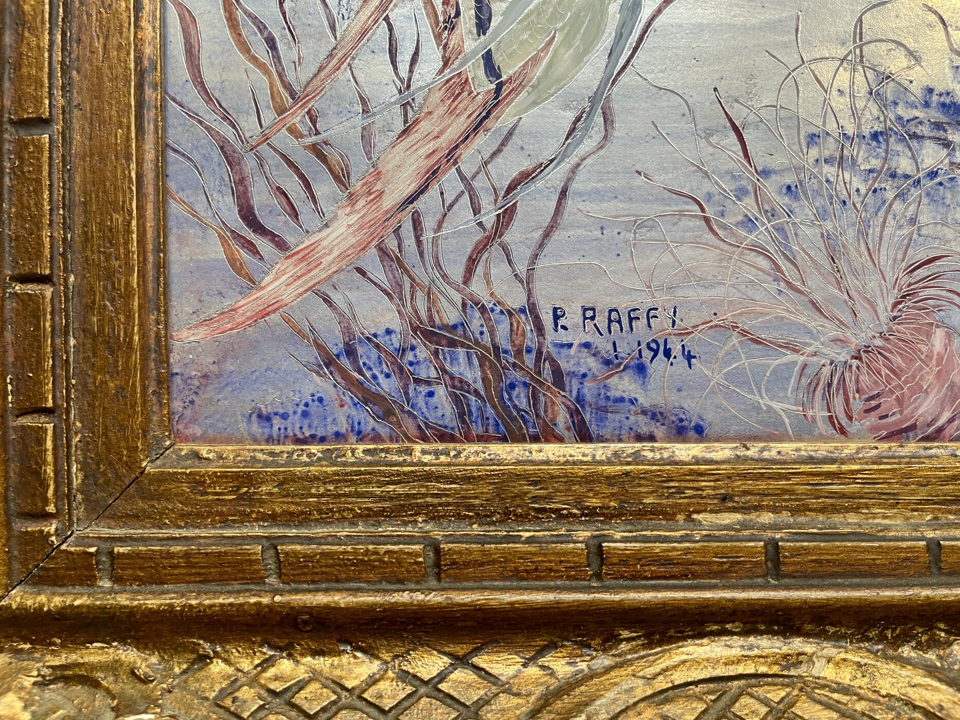 Painting on metal plate P. Raffi 1944