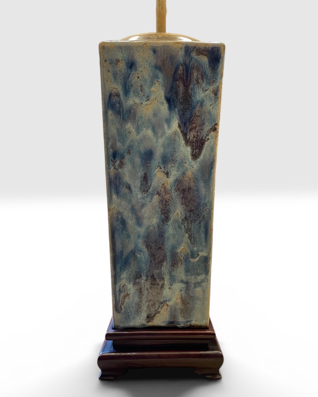 Pair of blue lamps with handmade lampshades