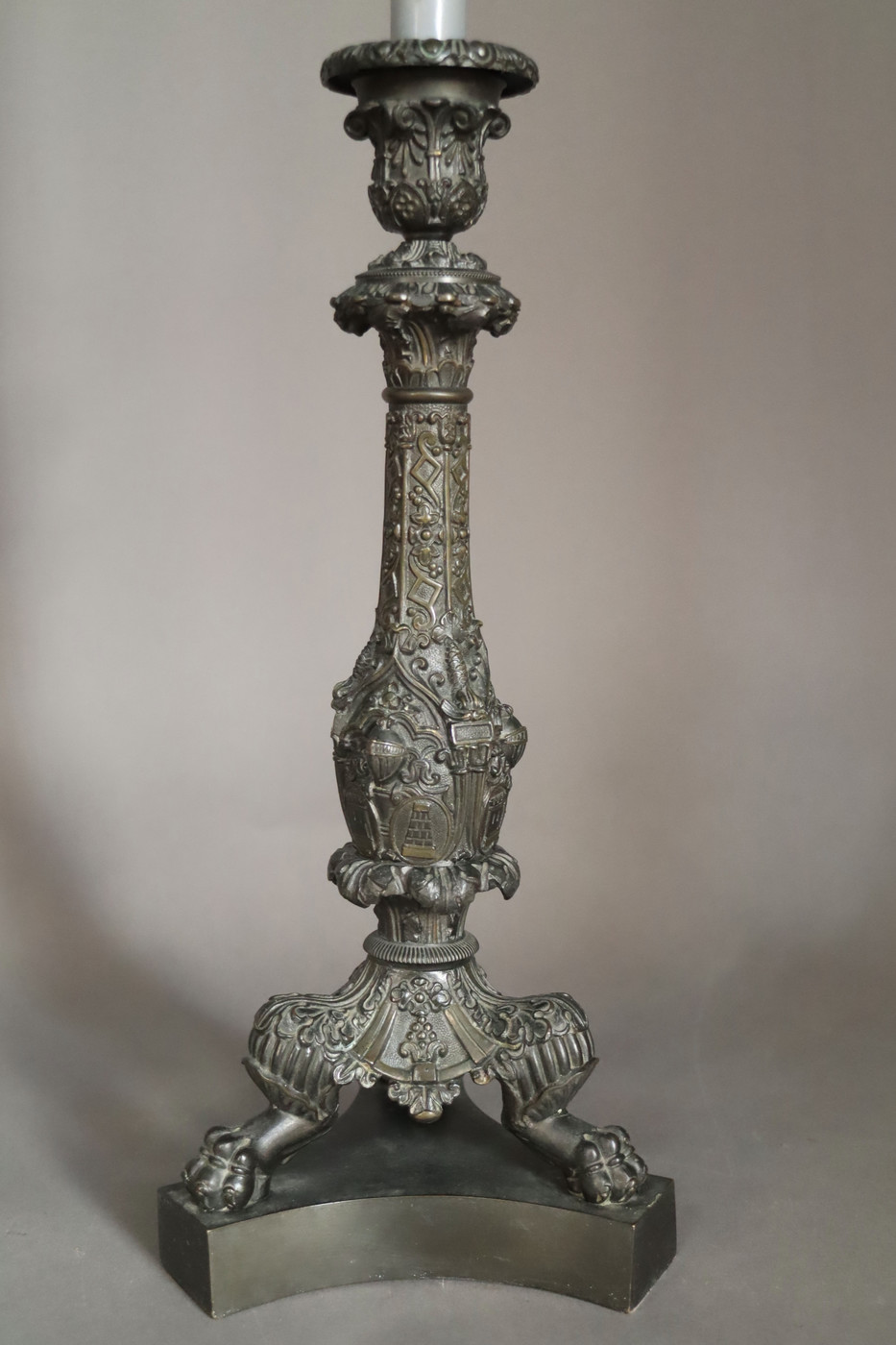 Pair of bronze candlesticks , French , Charles X , late 19th century
