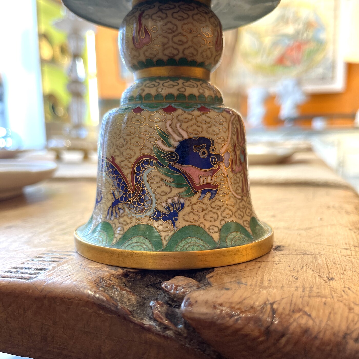 Pair of candlesticks in cloisonné circa 1900