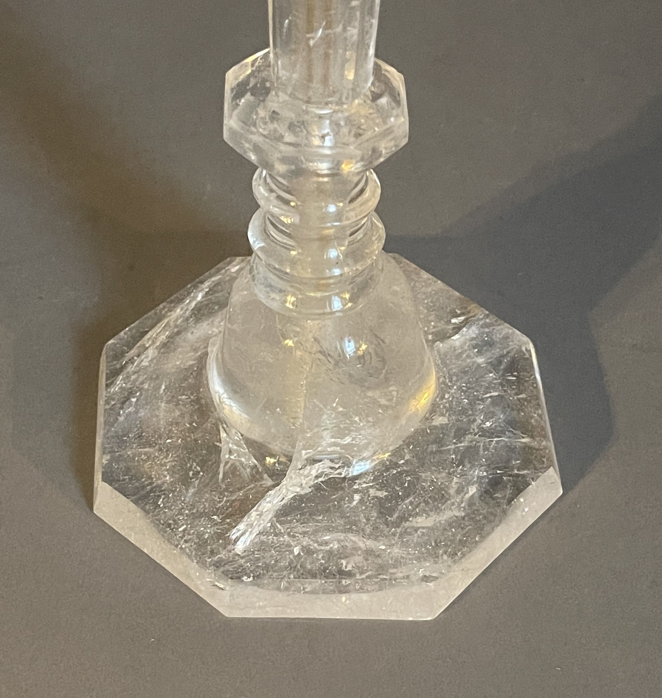 Pair of candlesticks in rock-crystal