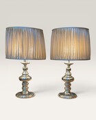 Pair of lamps with handmade lampshades