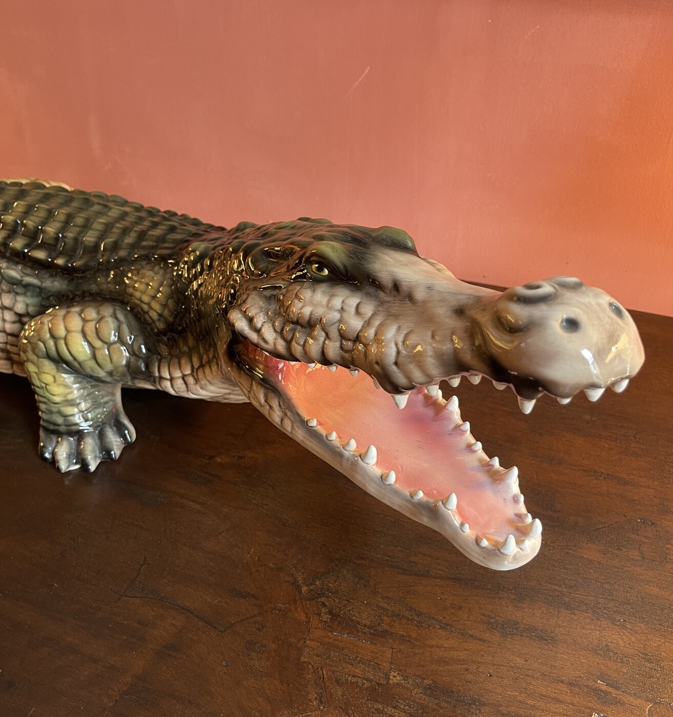 Porcelain Crocodile , Italy 70's designed by Deruta