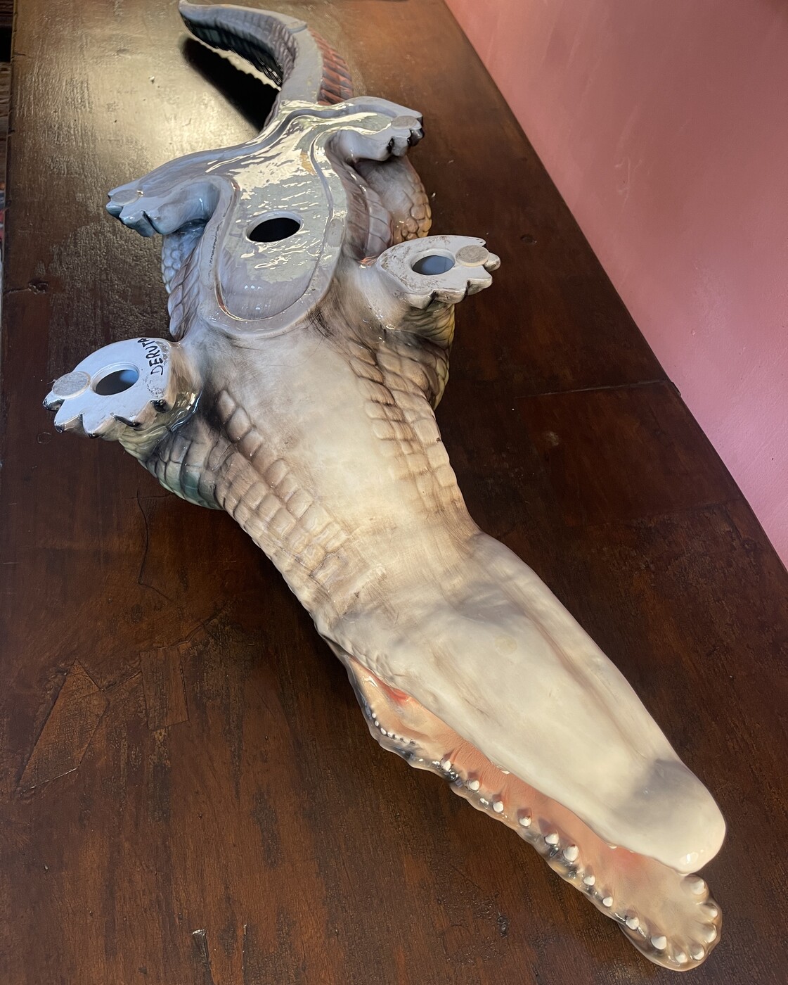 Porcelain Crocodile , Italy 70's designed by Deruta
