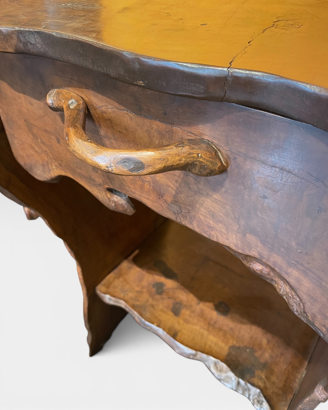 Primitive walnut console , French circa 1880