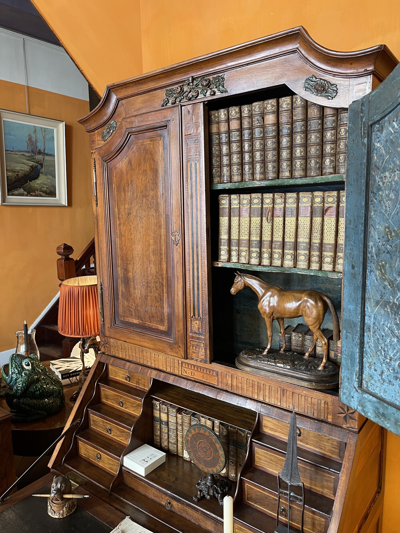 Secretary bookcase in walnut , French circa 1800