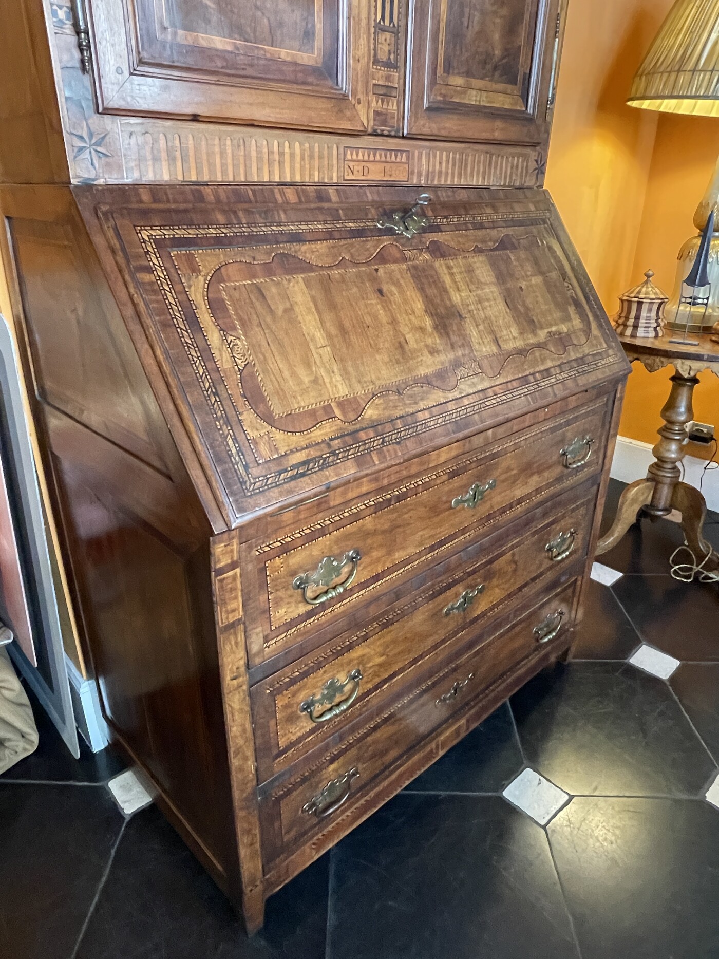 Secretary bookcase in walnut , French circa 1800