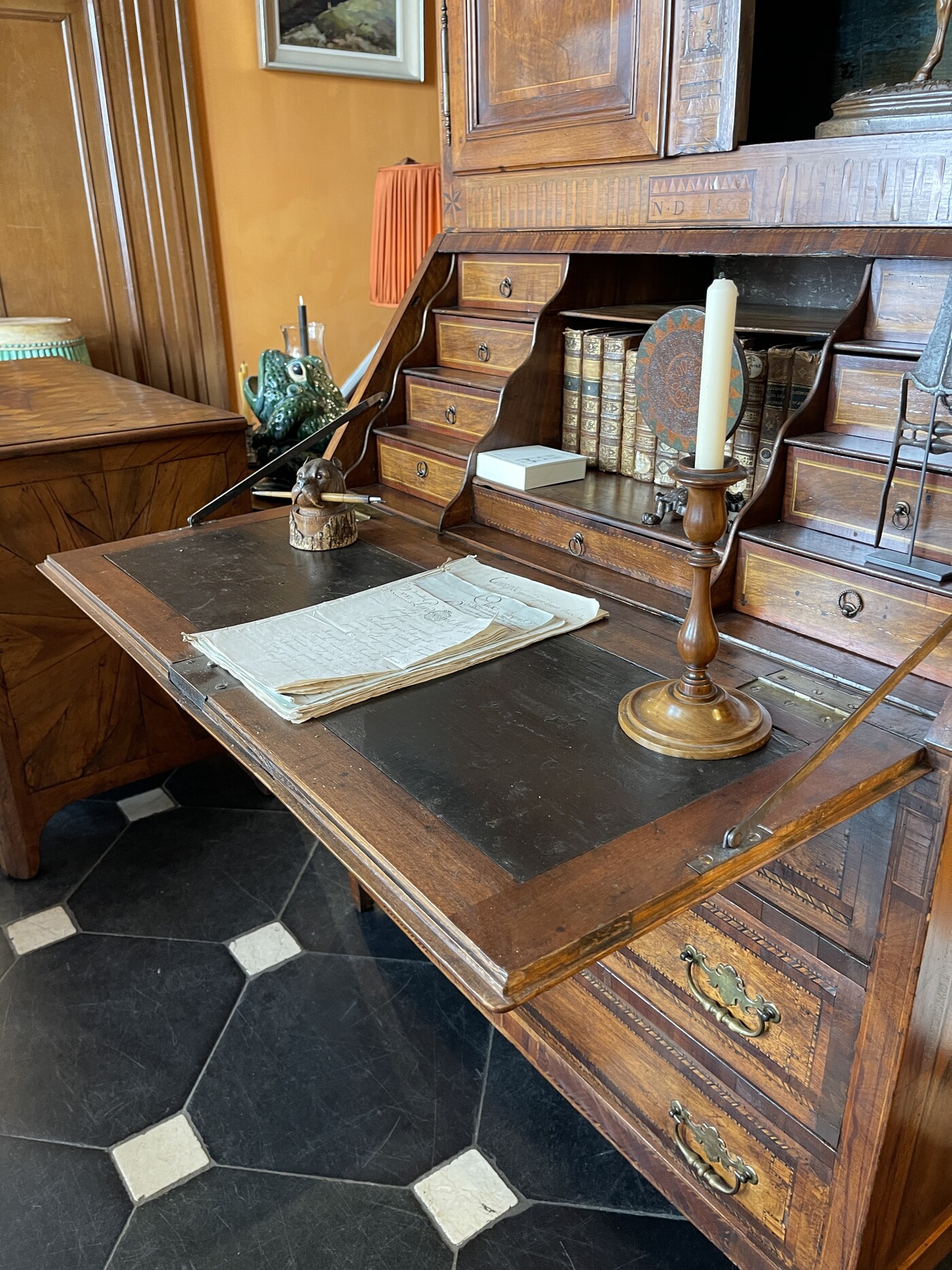 Secretary bookcase in walnut , French circa 1800