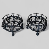Set of 2 iron garden planters , black coating , circa 1940's