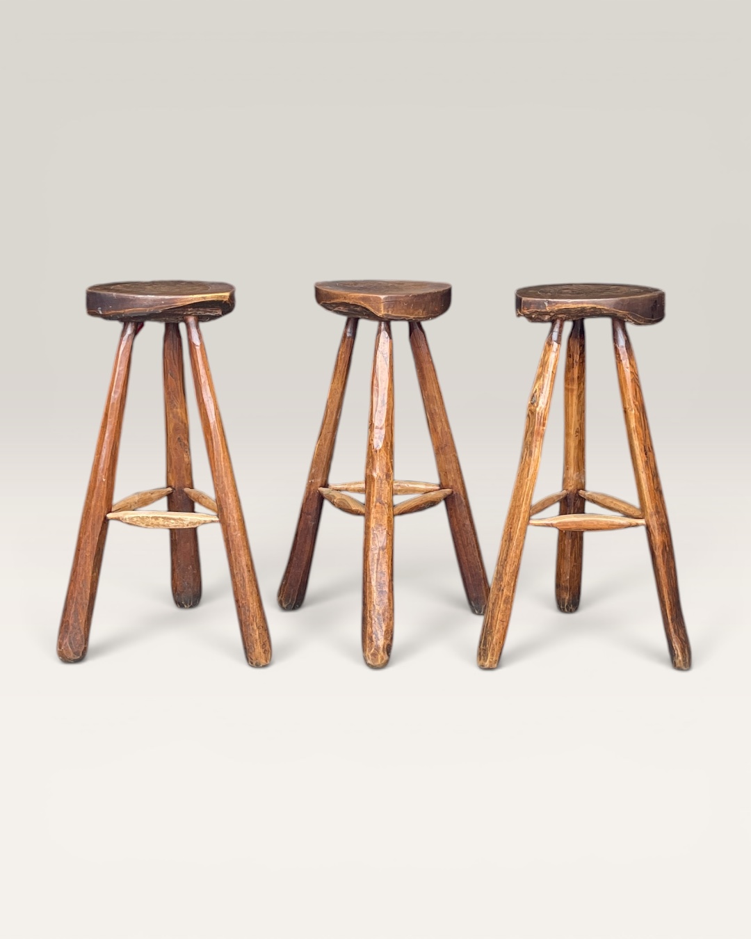 Set of 3 bar stools circa 1900