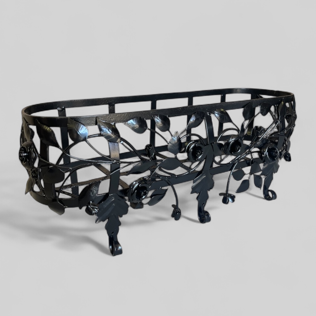Set of 3 iron garden planters , Black coating  , circa 1940's
