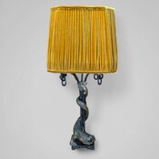 Table lamp with base in bronze and handmade lampshade