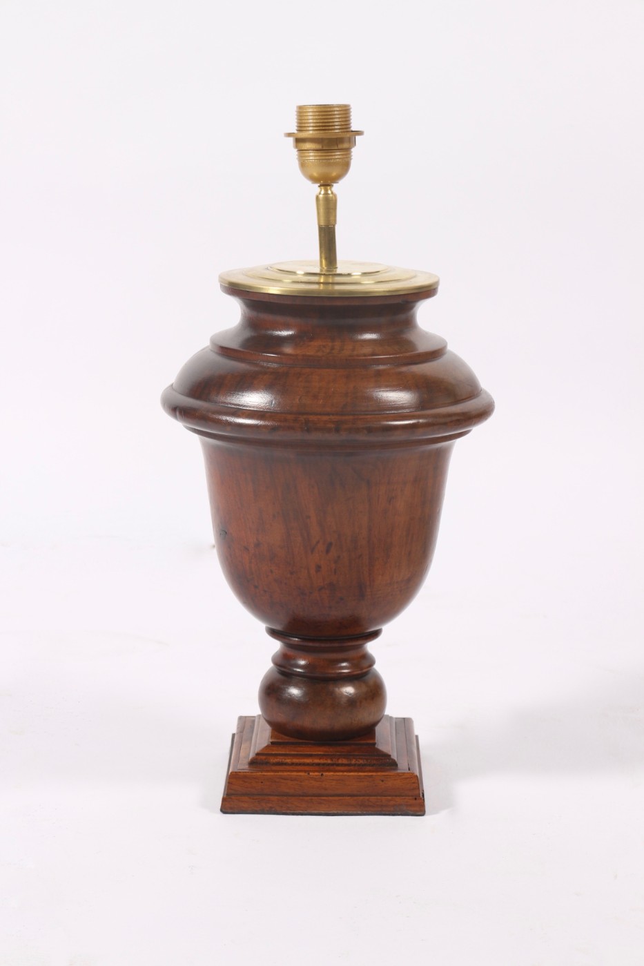 walnut lamp with velvet lampshade