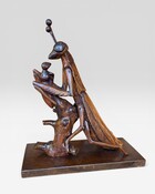 Wooden grasshopper with his little boyfriend