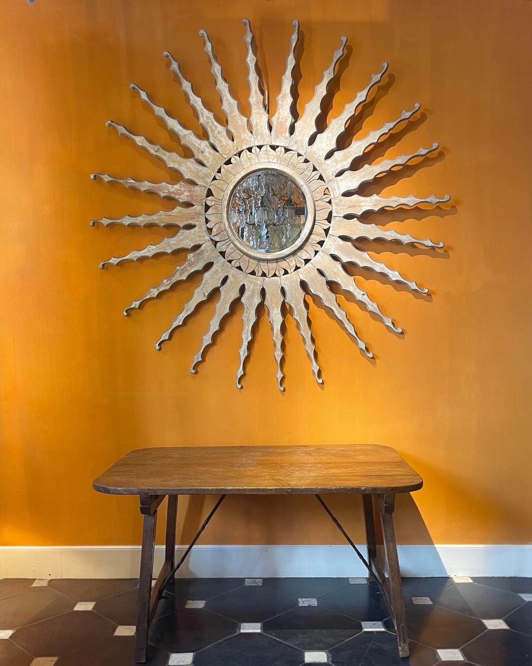 Wooden Spanish mirror circa 1900